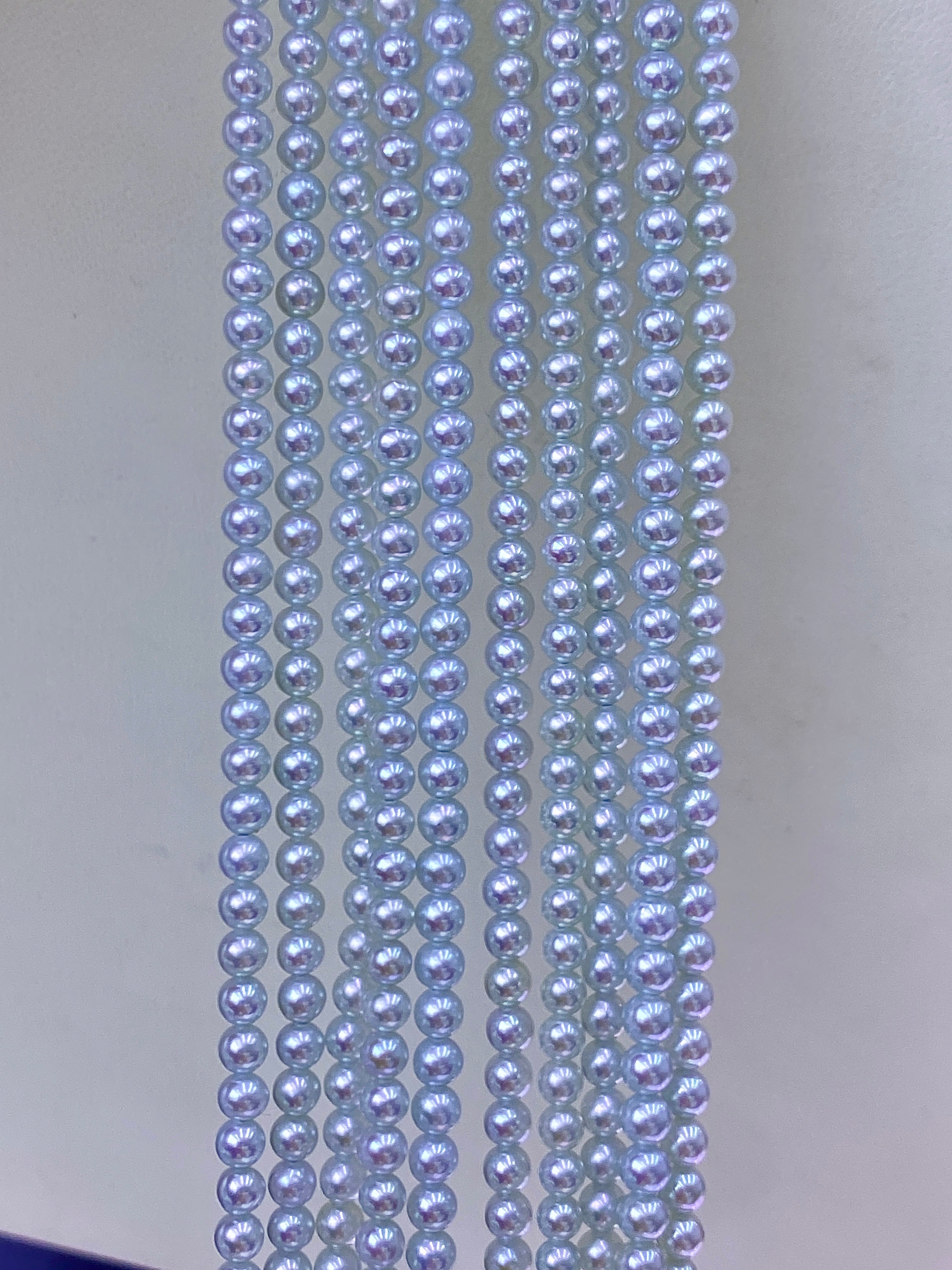 3-4mm 藍色淡水珠珠鏈項鏈 Freshwater Blue Pearl Necklace