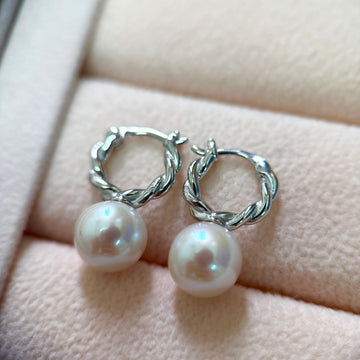 10-11mm耳圈耳環 Freshwater Pearl Earrings