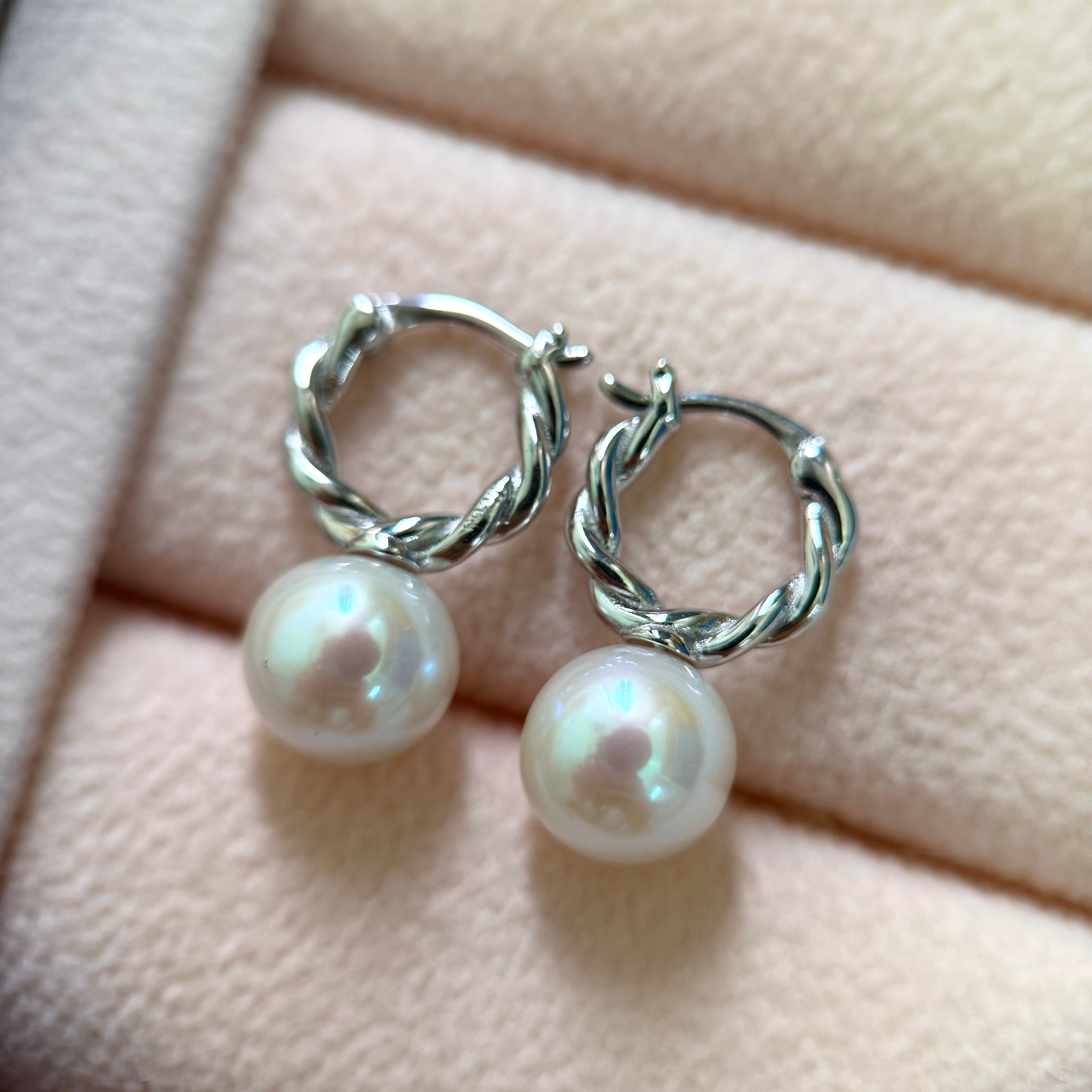 10-11mm耳圈耳環 Freshwater Pearl Earrings