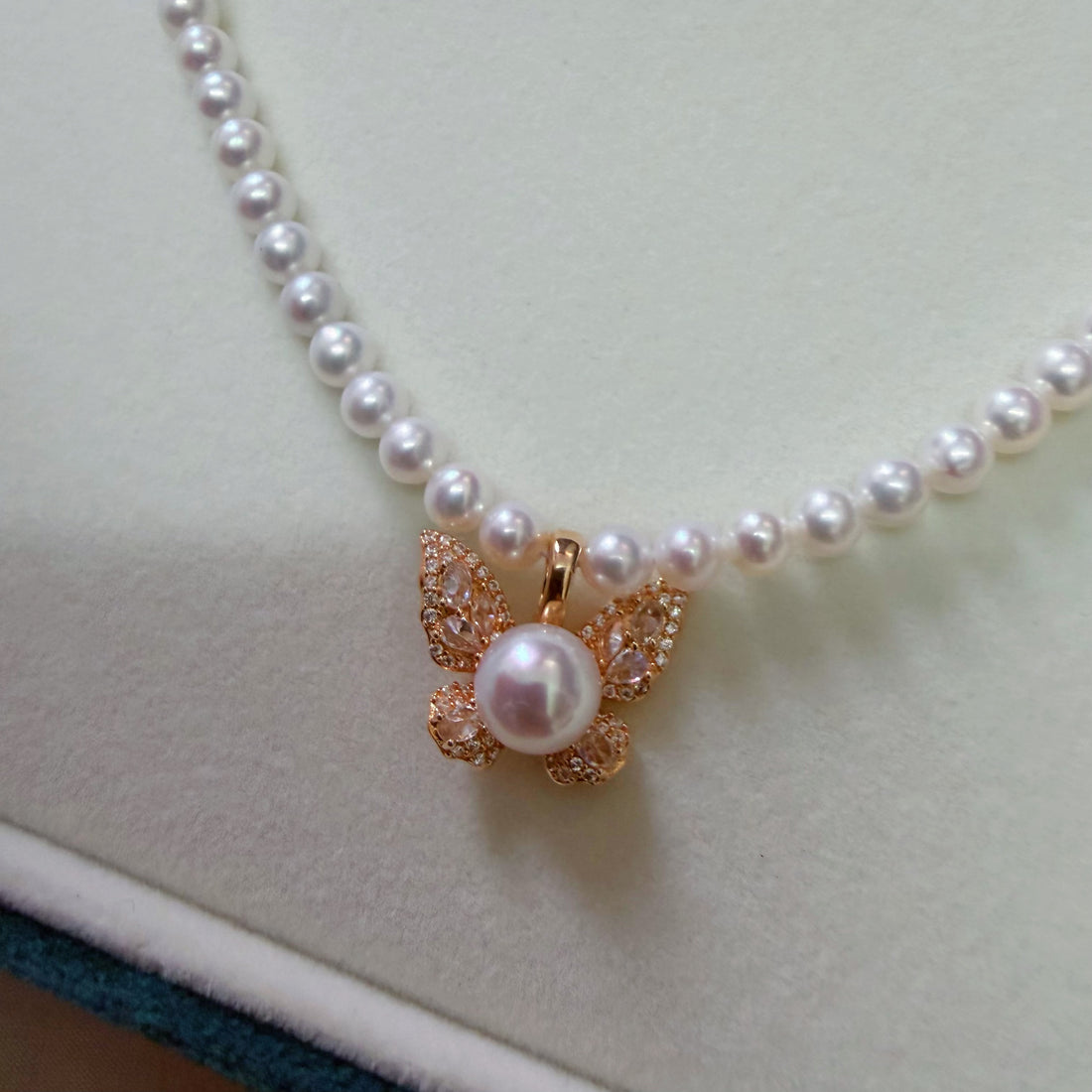7-8mm 蝴蝶吊墜項鏈 Freshwater Pearl Necklace