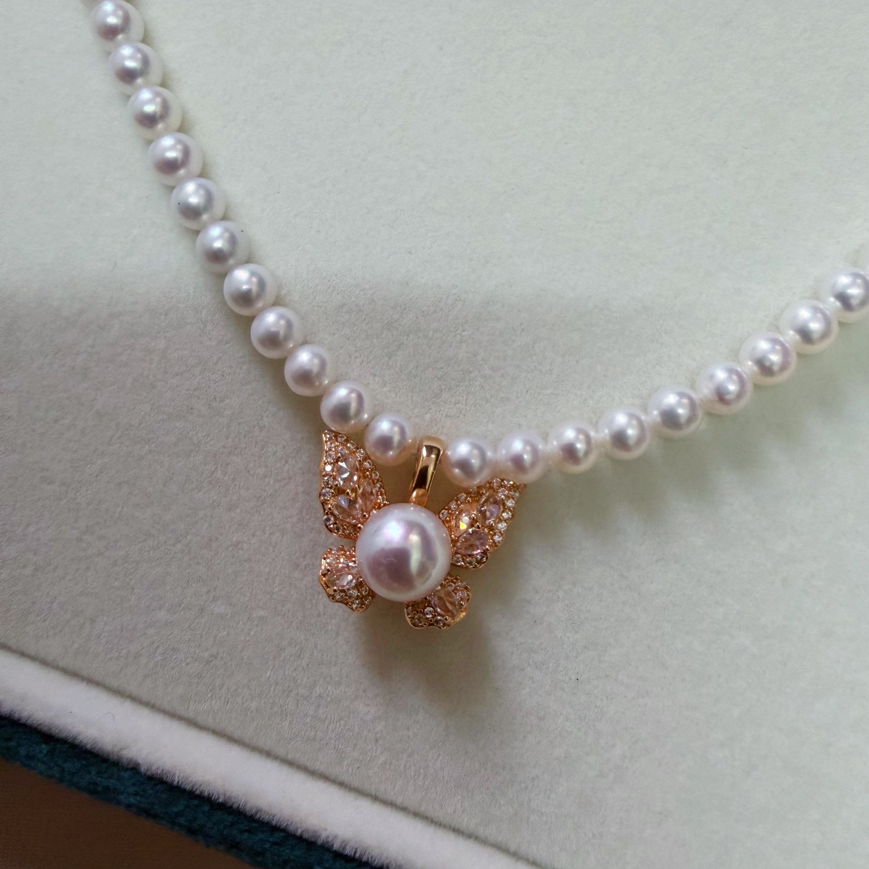 7-8mm 蝴蝶吊墜項鏈 Freshwater Pearl Necklace
