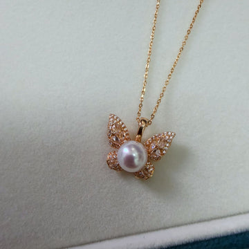 7-8mm 蝴蝶吊墜項鏈 Freshwater Pearl Necklace