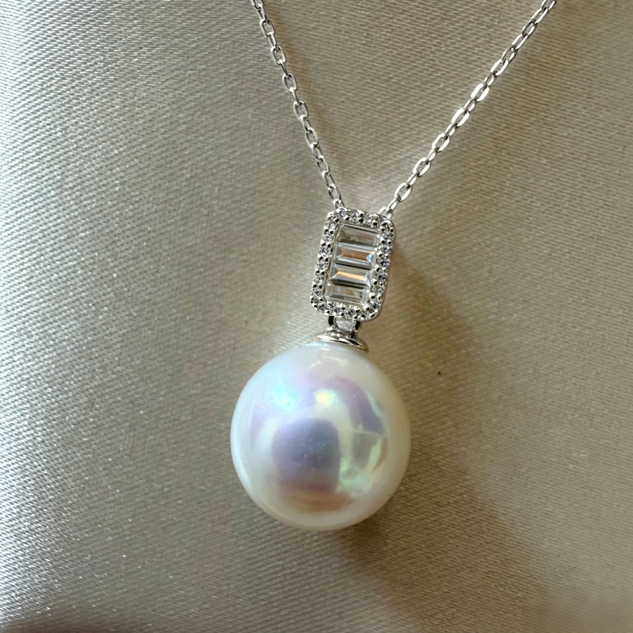 11-12mm 方糖吊墜項鏈 Freshwater Pearl Necklace