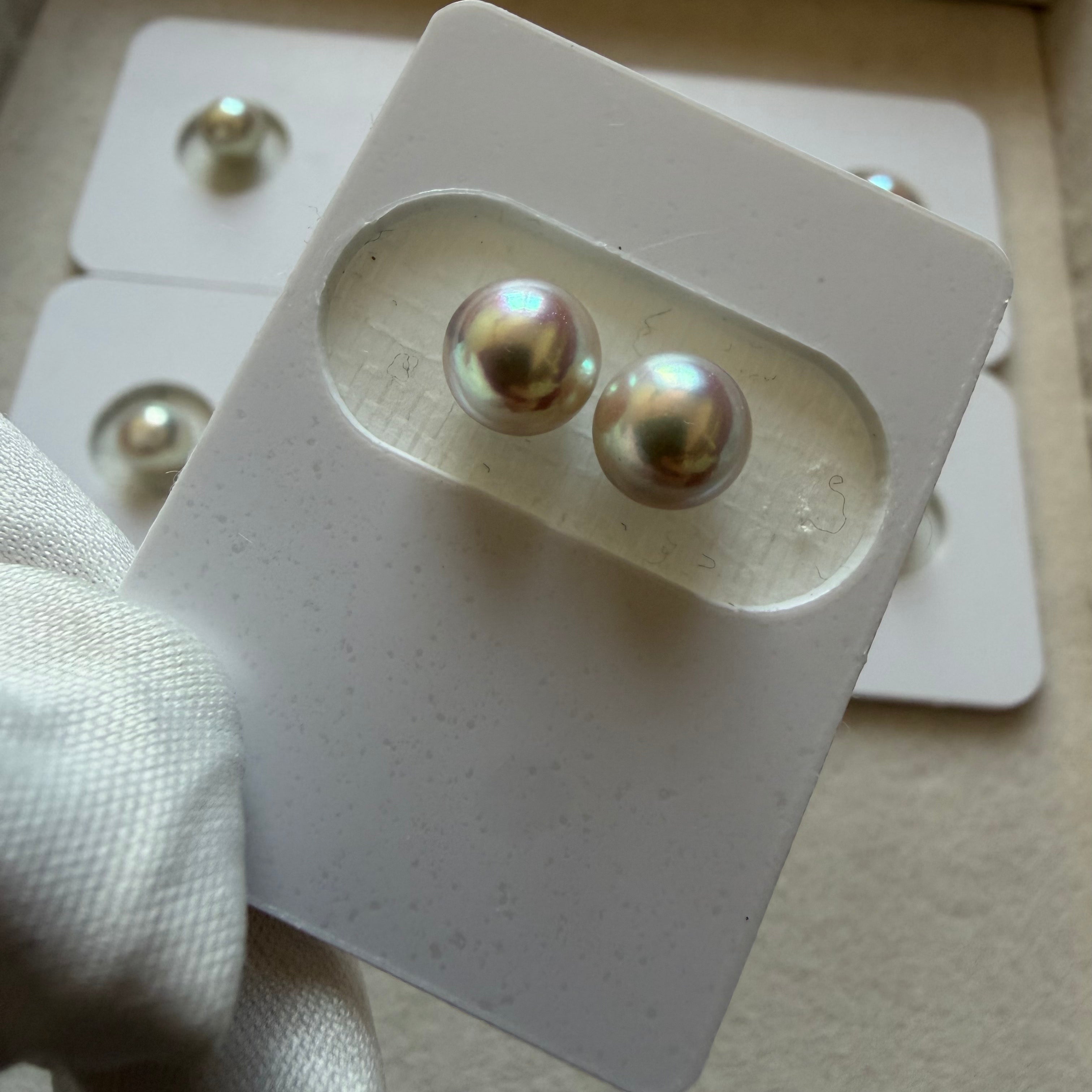 6.5-7mm 日本海水真多麻珍珠耳環  Japanese Akoya Madama Pearl Earrings