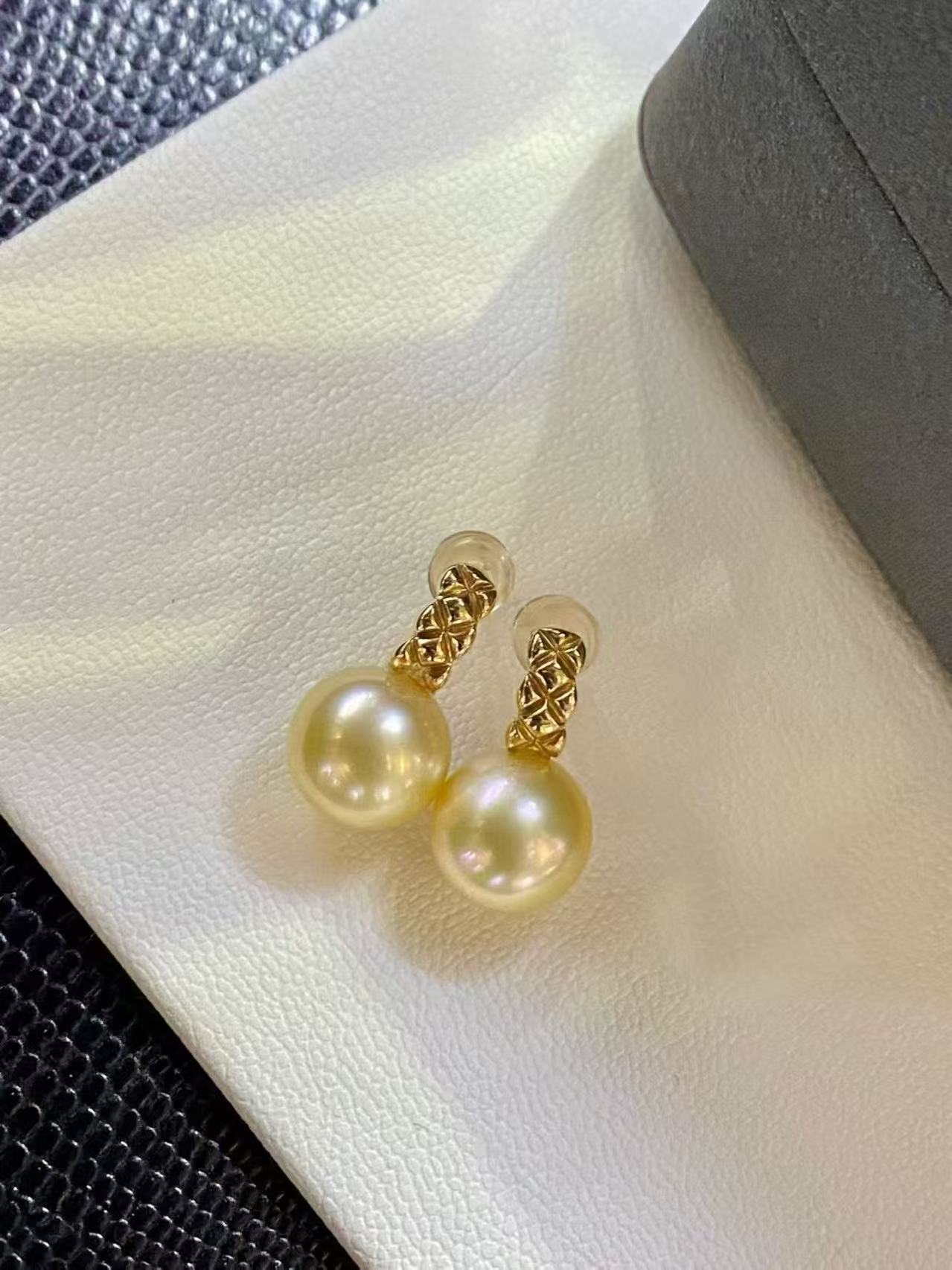10-11mm南洋金珠耳環 Golden South Sea Pearl Earrings