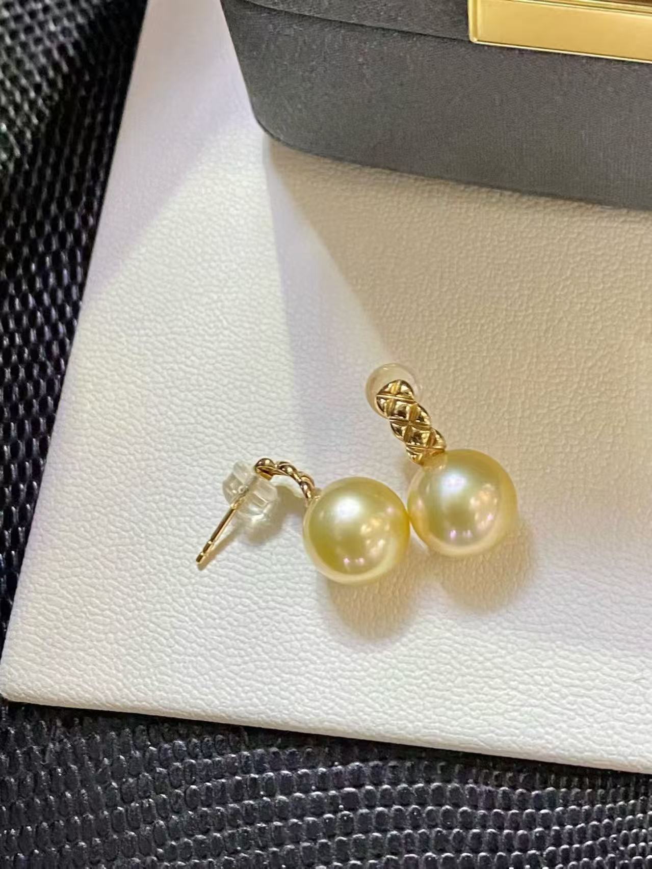 10-11mm南洋金珠耳環 Golden South Sea Pearl Earrings