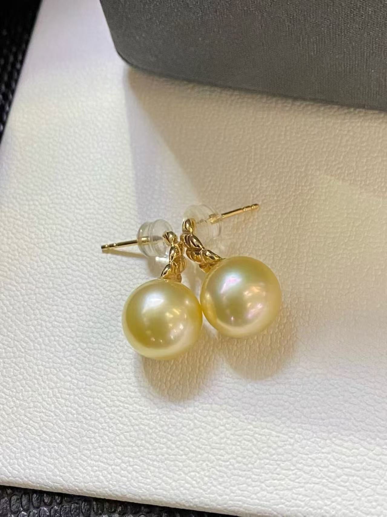 10-11mm南洋金珠耳環 Golden South Sea Pearl Earrings
