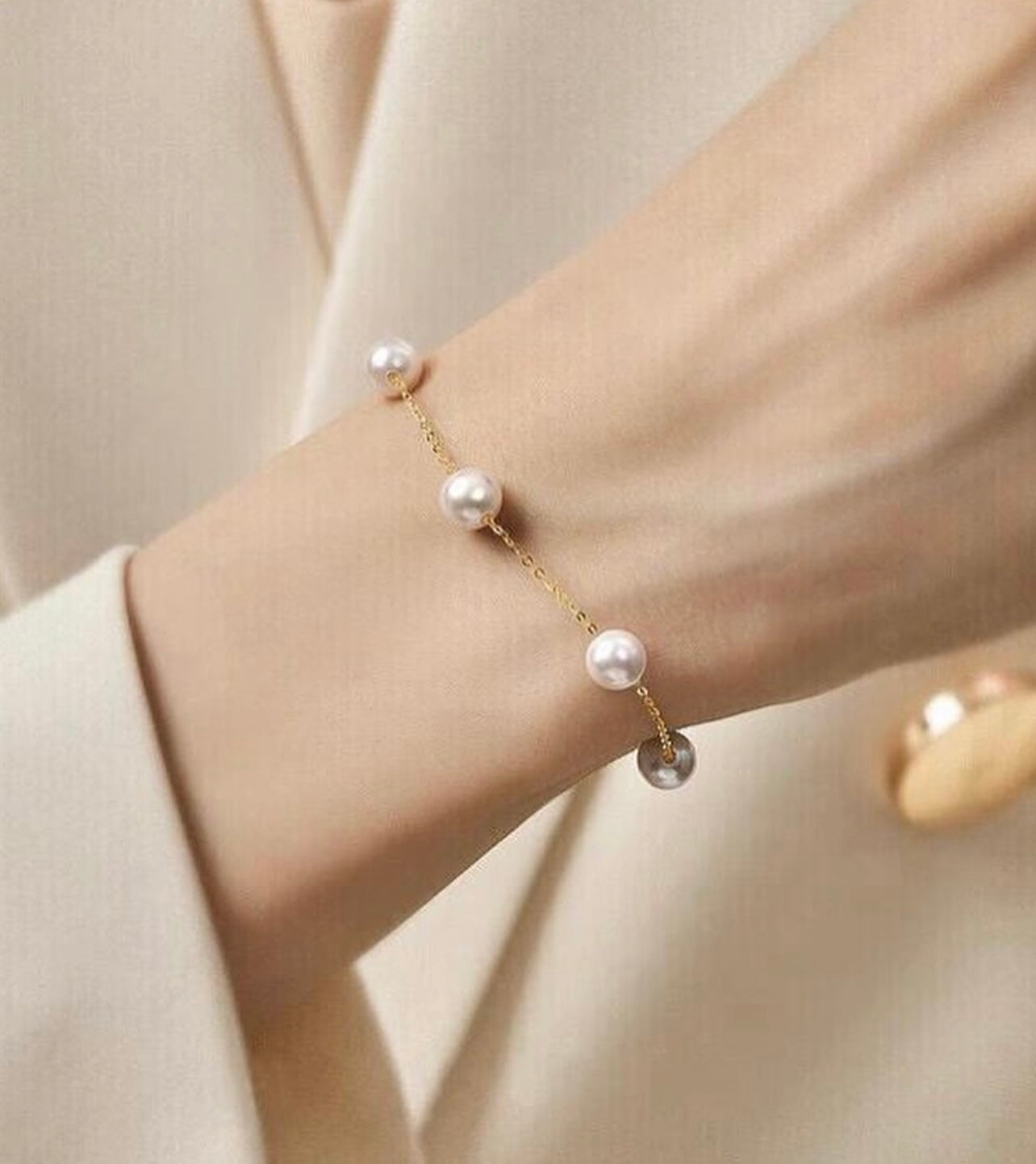 18K金淡水珠滿天星手鏈 18K Gold Freshwater Pearl Bracelet