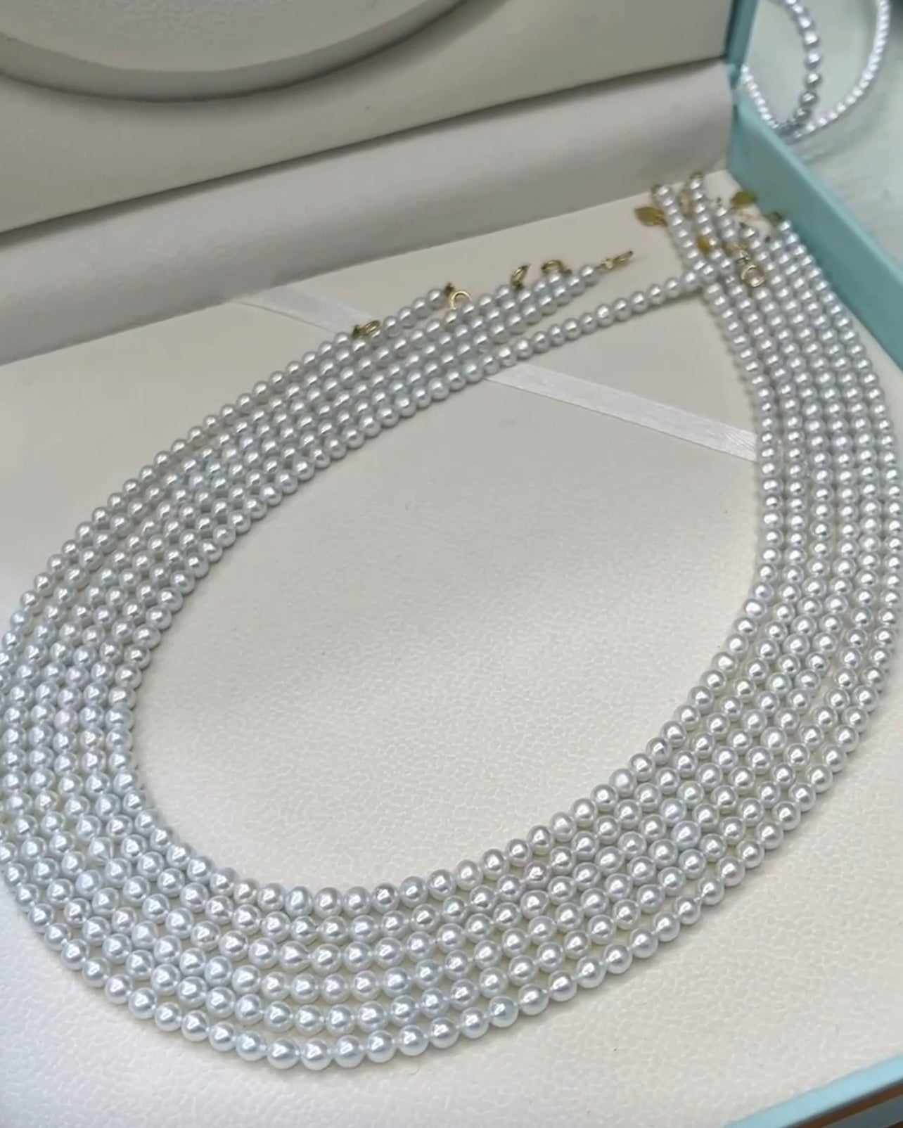 3-4mm 藍色淡水珠珠鏈項鏈 Freshwater Blue Pearl Necklace